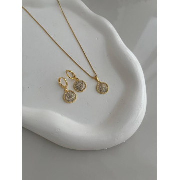 CONJUNTO ZIRCONIA DOURADO