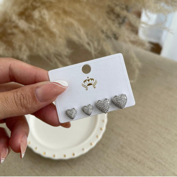 KIT CORAÇÃO ZIRCONIA PRATA