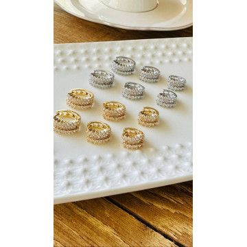 TRIO DE ARGOLINHAS ZIRCONIA...
