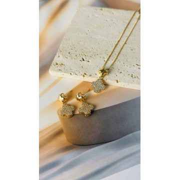 BRINCO TREVO ZIRCONIA DOURADO