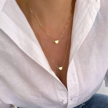 COLAR DUPLO CORAÇÃO DOURADO