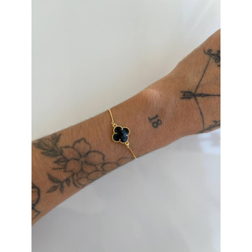 PULSEIRA TREVO BLACK DOURADO
