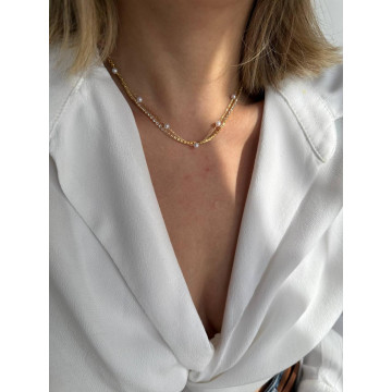 CHOKER DUPLA PÉROLA DOURADA