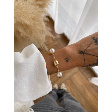 PULSEIRA ESFERA DOURADA PÉROLA