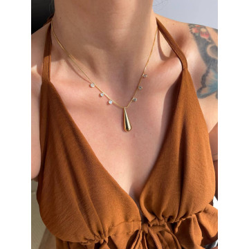 COLAR GOTA CRISTAL DOURADO